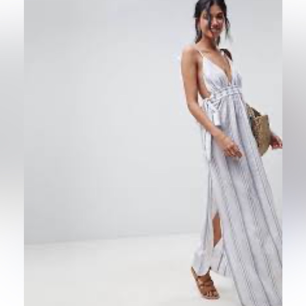 ASOS blue and white Striped Maxi Dress